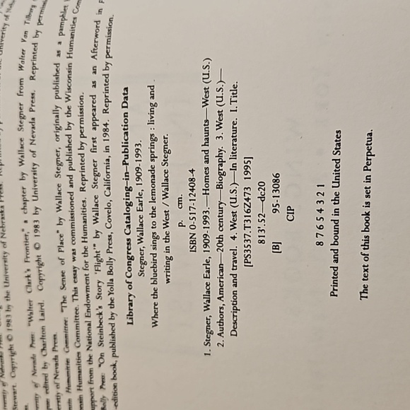 Wallace Stregner Where the Bluebirds Sings to the Lemonade Springs Wings Books - Picture 10 of 17